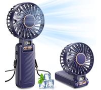 Handheld Fan, 5 Speed & 20H Cooling Time Portable Fan, 4500mAh USB Rechargeable Mini Fan with LED Display, Powerful but Quiet, Foldable Desk Fan, Lanyard for Neck Fan, for Travel/Office/Camping/Home