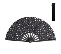 Handheld Fan Folding, Black Chinese Fan with a Pouch, Women Man for Wedding Party Music Festival Decoration Performance Birthday Gifts