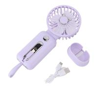 Handheld Fan Phone Charger Power Bank 10000mAh Large Blade Strong Wind Portable USB Desk Fan Detachable Silent Personal Cooling Fan for Travel Camping Office ABS+PC 360g (White) (Purple)