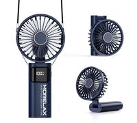 Handheld Fan, Portable Hand Held USB Rechargeable Personal Fan with 6 Speeds, 5200mAh Battery Mini Fan 180° Foldable Desk Fans with LED Display for Home Office Bedroom Outdoor Travel essentials, Blue