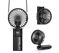 Handheld Fan, Portable Hand Held USB Rechargeable Personal Fan with 6 Speeds, 5200mAh Battery Mini Fan 180° Foldable Desk Fans with LED Display for Home Office Bedroom Outdoor Travel essentials, Black