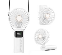 Handheld Fan, Portable Hand Held USB Rechargeable Personal Fan with 6 Speeds, 5200mAh Battery Operated Mini Fan Foldable Desk Desktop Fans with LED Display for Home Office School Outdoor Travel, White
