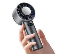 Handheld Fan, Portable Handheld Fan, 5200mAh Rechargeable Battery, 6 Speed Wind, Digital Display, Lightweight Personal Cooling for Men Indoor Outdoor Travel Black