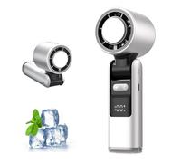 Handheld Fan Rechargeable, 100 Speeds Mini Portable Fan with Ice Cooler, Digital Display Hand held Fans Turbo with 4000mAh Battery,Lightweight Cooling Fans for Camping, Travel, Office, Home (White)