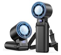 Handheld Fan Rechargeable with Ice Cooler & LED Display, 1-199 Speed Adjustable, 3-in-1 Hand Neck & Desk Fan, Powerful Cooling Portable Mini Hand Held Fans for Travel Camping Office Home, Black