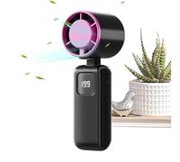 Handheld Fan - USB Neckband Folding Digital Display Mini Fan | 99 Wind Speed High-Speed Cooler | Portable High-Performance Electric Personal Cooling Device For Travel Hiking Camping Beach