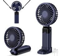 Handheld Fan, USB Rechargeable Portable Mini Hand Held Fan with 6 Speeds 4000mAh Battery Operated, Foldable Desk Small Fans with LED Display for Home Office Travel Outdoor Use, Summer Gift (Blue)