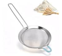 Handheld Flour Colander with Long Handle, Super Wire Extra Fine Mesh Strainer with Silicone Hook, Stainless Steel 60 Mesh Fine Strainer for Rice Juice Quinoa Food Flour Baking (20cm)