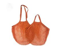 Handheld Foldable Shopping Cotton mesh Bag, Reusable Fruit mesh Bag, Woven mesh Pocket Hollowed Out Kitchen Storage(Orange,L-25X35X35)