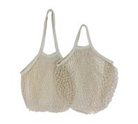 Handheld Foldable Shopping Cotton mesh Bag, Reusable Fruit mesh Bag, Woven mesh Pocket Hollowed Out Kitchen Storage(Beige A,L)