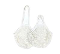 Handheld Foldable Shopping Cotton mesh Bag, Reusable Fruit mesh Bag, Woven mesh Pocket Hollowed Out Kitchen Storage(White,M)