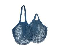 Handheld Foldable Shopping Cotton mesh Bag, Reusable Fruit mesh Bag, Woven mesh Pocket Hollowed Out Kitchen Storage(Dark Blue,M)