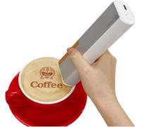 Handheld Food Printer Pen, Portable Bluetooth Coffee Printer for Latte Art, DIY Custom Text & Pattern Machine with Ink Cartridge and Stencil Ruler(Black Ink Cartridge)