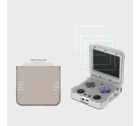 Handheld Game Console Protection Set for Miyoo Flip/Flip V2, PC Protective Case and Arc-Edge Tempered Film(3-Piece Package (Second-Generation Film + Transparent Grey Shell)