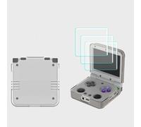 Handheld Game Console Protection Set for Miyoo Flip/Flip V2, PC Protective Case and Arc-Edge Tempered Film(3-Piece Package (Second-Generation Film + Transparent Shell)