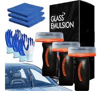 Handheld Glass Oil Film Remover for Car Window, Q4 Glass Guard with Cleaning Board, Windshield Cleaner Tool, Removes Oil Film & Smudges, Improve Windshield Clarity (black,3pc)