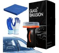 Handheld Glass Oil Film Remover for Car Window, Q4 Glass Guard with Cleaning Board, Windshield Cleaner Tool, Removes Oil Film & Smudges, Improve Windshield Clarity (black,1pc)
