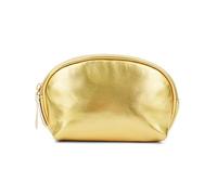 Handheld Gold Makeup Bag Handy PU Leather Makeup Cosmetic Travel Versatile Storage Bag for Daily Use