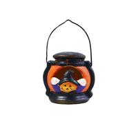 Handheld Halloween Pumpkin Hollowed Out Luminous Scene Decoration Hotel Shopping Mall Window Display Small Ornament Chicken Ornament (B, 10.5x7cm)