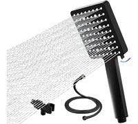 Handheld High Pressure Detachable Shower Head with 6 Spray Modes 4.92ft Stainless Steel Hose Shower Arm Bracket(Black)