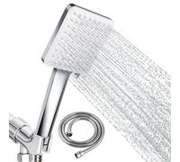 Handheld High Pressure Detachable Shower Head with 6 Spray Modes 4.92ft Stainless Steel Hose Shower Arm Bracket(Silver)