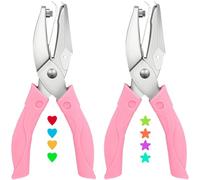 Handheld Hole Paper Punch Kit,Single Hole Punch, Heart and Star Hole Punch, Rubber Handled (2)