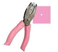Handheld Hole Paper Punch Puncher for Craft Paper Tags Clothing Ticket DIY Scrapbook Tool, with Pink Soft Handheld Grip (Heart Shaped 1/4 inch)