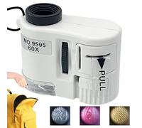 Handheld Illuminated Microscope, Microscopes for LED Portable 60X | User Friendly with Built-in Button Battery, Teaching Aids for Adults, Beginners, Observation