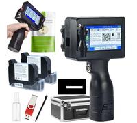 Handheld Inkjet Printer, Multipurpose Smart Handheld Inkjet Printer 4.3" Touch Screen 0.5 Inch Nozzle 600 dpi Quick Drying Coding Machine for QRCode Date Logo Batch Number (Printer+2Black Ink)