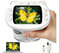 Handheld Kids Microscope 1000X Zoom Digital Pocket Microscope, 2.4inch HD Screen, Portable Travel Toys for Toddlers 3 4 5 6 7 8+ Years, STEM Science Toys Gift for Kids