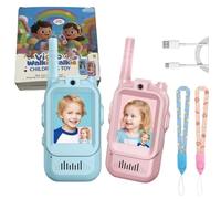 Handheld Kids Walkies Talkies Rechargeable Video Intercom, 2 Pack Video Walkie Talkies For Kids | Voice Changer & Real-Time Chat, Long Range Gift,Christmas Birthday Gift (Blue+Pink)
