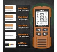 Handheld LCD Wall Scanner Metal Detector with Stud Finder for Wood, Metal & AC Power Detection, 0.5-1.5 in Depth, Compact 174 * 76 * 41mm, 9V Battery(Red)
