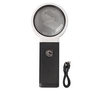 Handheld LED Magnifying Glass with Light and Stand, 6X & 25X Optical Glass Lens, Reading Magnifier with LED and Light for Jewelry Identification, Includes USB Cable and Sca