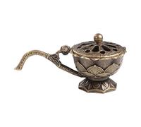 Handheld Lotus Fluffy Incense Burner, Small Incense Burner Home Decoration, Hollow Out Metal Censer(Bronze)