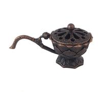 Handheld Lotus Incense Burner,Small Incense Burner,Lotus Hand Stove,Brass Incense Holder,Retro Incense Burner(Red Copper)