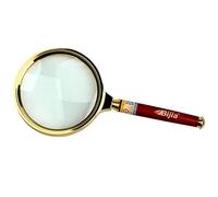 Handheld Magnifier 10X Magnifying Glass Scratch-Proof Magnifying Mirror Solid Wood Handle Magnifying Lens for Home Learning Reading and Fault Finding