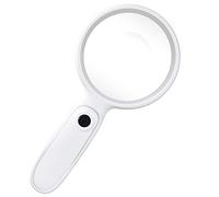 Handheld Magnifier 30x Magnifying Glass with LED Light Magnifying Mirror ABS Durable Handle Magnifying Lens for Home Learning Reading and Fault Finding White