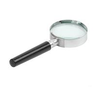 Handheld Magnifier 50mm with Metal Frame and 5X Magnification for For reading Newspapers Books and Analyzing Small Objects