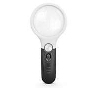 Handheld Magnifier Magnifying Glass with LED Light Magnifying Mirror Optical Glass White Cut Lens Magnifying Lens for Home Learning Reading and Fault Finding