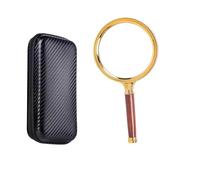 Handheld magnifying glass 60mm, wooden handle, advanced optical glass for home learning, reading, electronic repair and maintenance (including carbon fiber storage box)