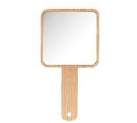 Handheld Makeup Mirror, Portable hand held mirror with handle, Wood Single Side Cute Vanity Hand Mirror,Travel Personal Vanity Mirrors for Barber Shaving Salon, Real Glass HD mirror for Women
