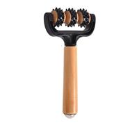 Handheld Massage Roller for Back Wood Three-Wheeled Shoulder Massage | Deep Rolling Massager for Men Runners Athletes Fitness Lovers Weightlifters Dancers Home Office Apartment Salon Travel Gym