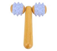 Handheld Massage Roller Tool 2 Wheels Handheld Massage Roller Relaxation Ergonomic Wooden Muscle Massage Roller for Waist HIPS Arms