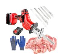 Handheld Meat Cutting Saw - Portable Cordless Reciprocating Bone Saw Machine with 5 Replaceable Blades for Butchering - Perfect for Restaurants and Factories