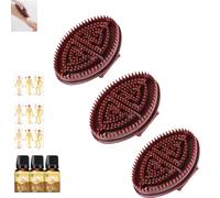 Handheld Meridian Brushs Massage with Flexible Bristles - Beauty Salon Professional Custom Meridian Brush for Full Body Relaxation & Circulation -Beauty Body Care Massage Brush (Brown,3pcs)