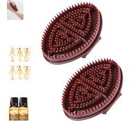 Handheld Meridian Brushs Massage with Flexible Bristles - Beauty Salon Professional Custom Meridian Brush for Full Body Relaxation & Circulation -Beauty Body Care Massage Brush (Brown,2pcs)