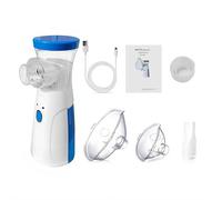 Handheld Micro-Mesh Atomizer - USB Portable Handheld Atomizer for Adults & Kids, Ultra-Fine 3μm Medical Mist, <30dB Quiet Asthma Relief for Home & Travel, Efficient Drug Absorption (White, 4.5")