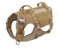 Handheld Military Tactical Nylon Dog Harness Outdoor Windproof Nylon Dog Harness Vest Pet Training Hunting Camping Harness Suitable For German Shepherd Labrador Retriever French Bulldog,Khaki,L