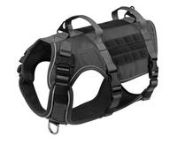 Handheld Military Tactical Nylon Dog Harness Outdoor Windproof Nylon Dog Harness Vest Pet Training Hunting Camping Harness Suitable For German Shepherd Labrador Retriever French Bulldog,Black,M
