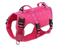 Handheld Military Tactical Nylon Dog Harness Outdoor Windproof Nylon Dog Harness Vest Pet Training Hunting Camping Harness Suitable For German Shepherd Labrador Retriever French Bulldog,Rose,L